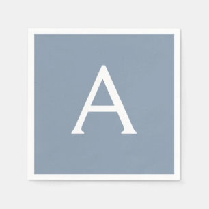 Dusty Blue Minimalist Modern Monogram Elegant  Napkin