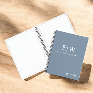 Dusty Blue Minimalist Modern Monogram Elegant Notebook