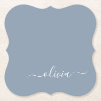 Dusty Blue Minimalist Modern Monogram Elegant