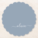 Dusty Blue Minimalist Modern Monogram Elegant  Paper Coaster<br><div class="desc">Introducing our Dusty Blue Minimalist Modern Monogram Elegant Collection: Elevate your style with understated sophistication and timeless charm. Our collection features minimalist designs in a soothing dusty blue hue, enhanced with elegant monograms tailored to your personal taste. From refined stationery to versatile accessories, each piece in our collection is meticulously...</div>