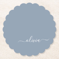 Dusty Blue Minimalist Modern Monogram Elegant