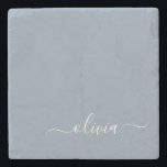 Dusty Blue Minimalist Modern Monogram Elegant  Stone Coaster<br><div class="desc">Introducing our Dusty Blue Minimalist Modern Monogram Elegant Collection: Elevate your style with understated sophistication and timeless charm. Our collection features minimalist designs in a soothing dusty blue hue, enhanced with elegant monograms tailored to your personal taste. From refined stationery to versatile accessories, each piece in our collection is meticulously...</div>