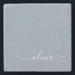 Dusty Blue Minimalist Modern Monogram Elegant  Stone Coaster<br><div class="desc">Introducing our Dusty Blue Minimalist Modern Monogram Elegant Collection: Elevate your style with understated sophistication and timeless charm. Our collection features minimalist designs in a soothing dusty blue hue, enhanced with elegant monograms tailored to your personal taste. From refined stationery to versatile accessories, each piece in our collection is meticulously...</div>