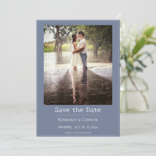 Dusty Blue Minimalist Modern Photo Save The Date