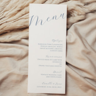 Dusty Blue Minimalist Modern Wedding Menu
