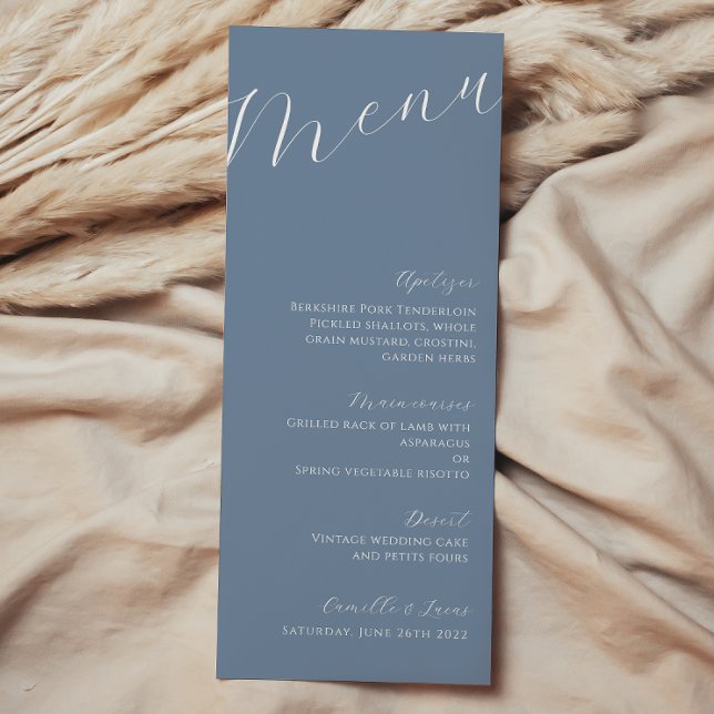 Dusty Blue Minimalist Modern Wedding Menu (Creator Uploaded)