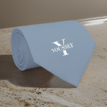 Dusty Blue Minimalist Monogrammed Tie<br><div class="desc">Make an impression at your next event with this Dusty Blue Minimalist Monogrammed neck tie. This stylish tie features your personalised initial and name for a classy,  customised look.</div>