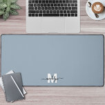 Dusty Blue Minimalist Name Monogram Desk Mat<br><div class="desc">Personalised Initial Name Monogram Dusty Blue Desk Mat. Add a personal and stylish touch to your workspace with this custom desk mat, perfect as an office accessory or oversized mouse pad. The design features a soft dusty blue background with a white initial and black script name placed at the bottom...</div>