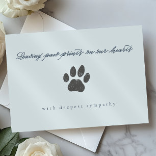 Dusty Blue Minimalist Paw Print Pet Loss Sympathy Card