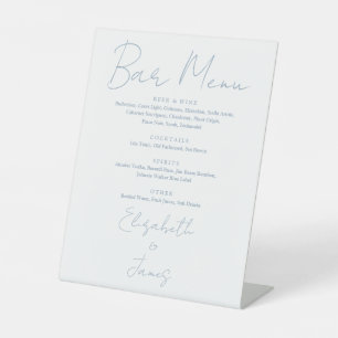 Dusty Blue Minimalist Script Bar Menu Pedestal Sign