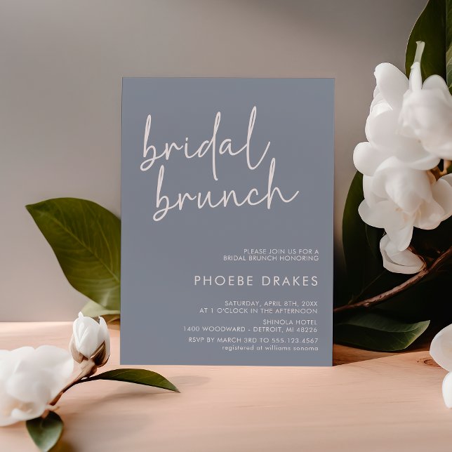 Dusty Blue Minimalist Script Bridal Brunch Invitation (Creator Uploaded)