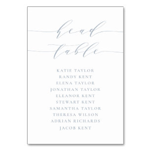 Dusty Blue Minimalist Script Head Table Wedding Number