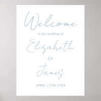 Dusty Blue Minimalist Script Wedding Welcome Sign