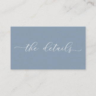 Dusty Blue Minimalist Simple Wedding Details Enclosure Card