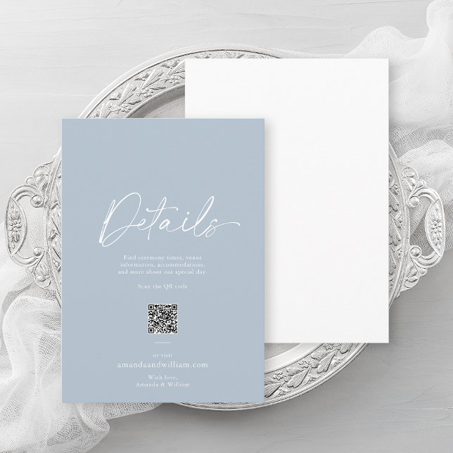 Dusty Blue Minimalist Wedding Details Card (Creator Uploaded)