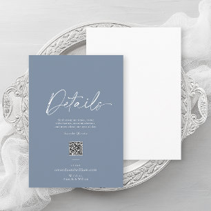 Dusty Blue Minimalist Wedding Details Card