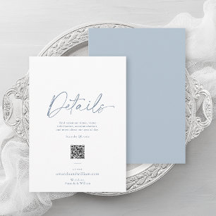 Dusty Blue Minimalist Wedding Details Card