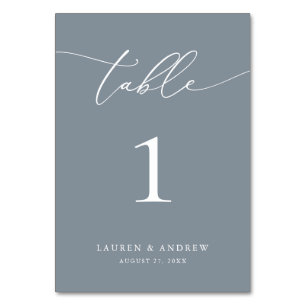 Dusty Blue Minimalist Wedding   Event Custom Table Number