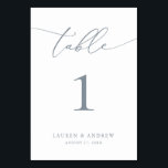 Dusty Blue Minimalist Wedding | Event Custom Table Table Number<br><div class="desc">(**PLEASE NOTE: To order,  simply adjust your table number (and name/date) and add each number to your cart separately. Then check out once you are finished.) Beautiful,  elegant,  modern and minimalist,  table number card. Fully customisable with your names (or Event Name) and Date.</div>