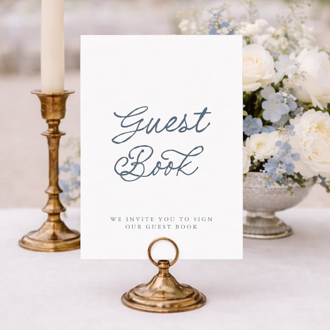 Dusty Blue Minimalist Wedding Guest Book Sign Invitation (Creator Uploaded)
