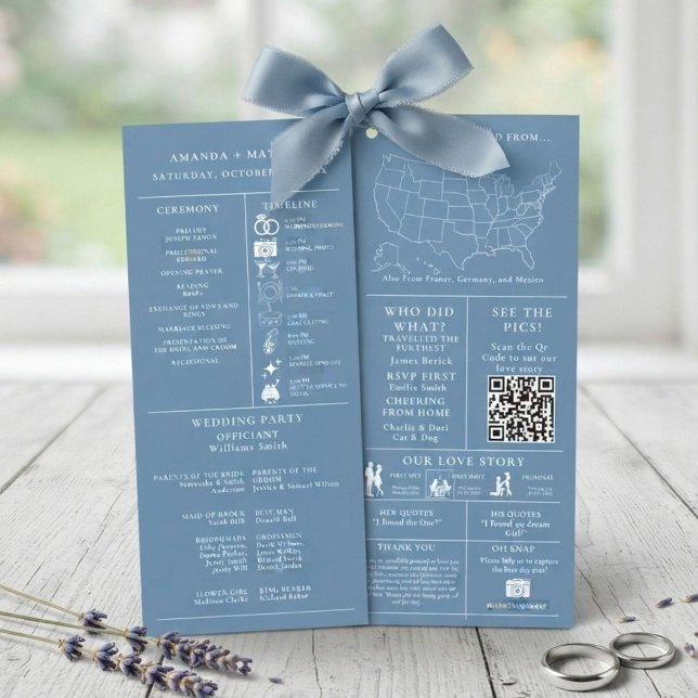 Dusty blue Minimalist Wedding Infographic Program (Creator Uploaded)