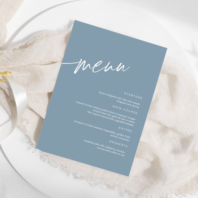 Dusty Blue Minimalist Wedding Menu (Creator Uploaded)