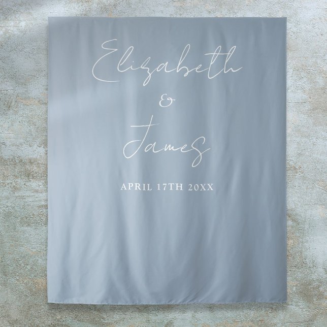 Dusty Blue Minimalist Wedding Photo Backdrop Tapestry (Creator Uploaded)