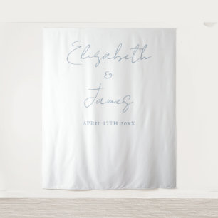 Dusty Blue Minimalist Wedding Photo Backdrop Tapestry