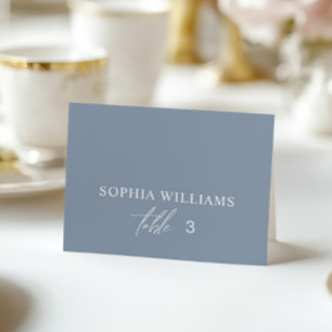 Dusty Blue Minimalist Wedding Place Card