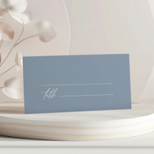 Dusty Blue Minimalist Wedding  Place Card