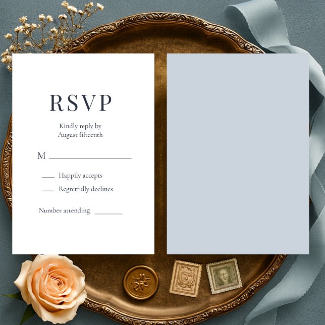 Dusty Blue Minimalist Wedding RSVP  (Creator Uploaded)