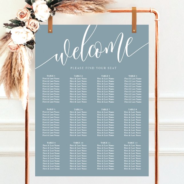 Dusty Blue Minimalist Wedding Seating Chart (Creator Uploaded)