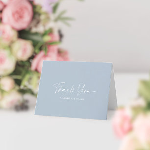 Dusty Blue Minimalist Wedding Thank You Card