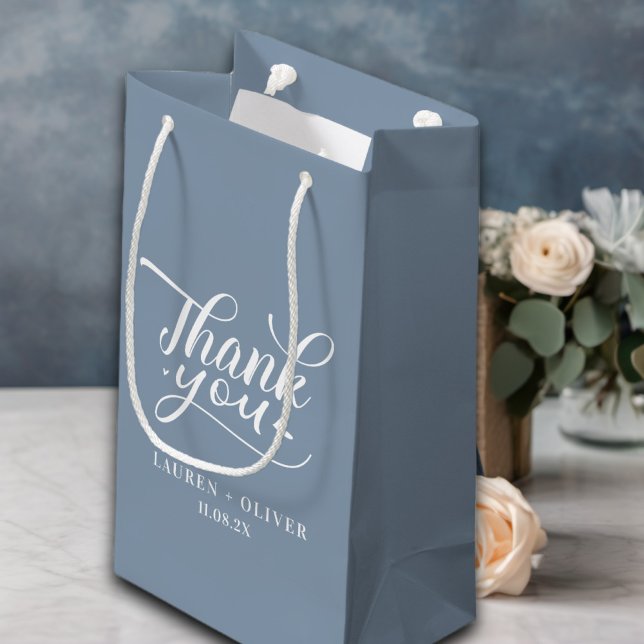 Dusty Blue | Minimalist Wedding Thank You Small Gift Bag (Creator Uploaded)