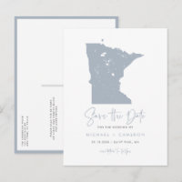 Dusty Blue Minnesota Map QR Code Save the Date