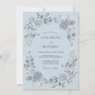 Dusty Blue Misty Winter Wedding Invitation
