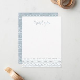 Dusty Blue Modern Boho Thank You Card