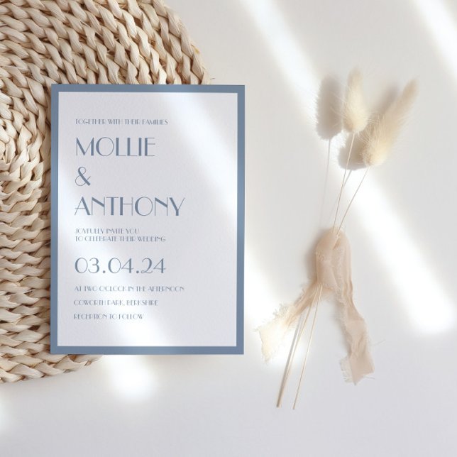 Dusty Blue Modern Deco Wedding Invitation (Creator Uploaded)