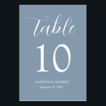 Dusty Blue Modern Elegance Wedding Table Number<br><div class="desc">Trendy,  minimalist wedding table number cards featuring white modern lettering with "Table" in a modern calligraphy script.  The design repeats on the back. To order the table cards: add your name,  wedding date,  and table number. Add each number to your cart individually and check out when you're finished.</div>