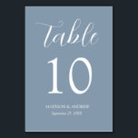 Dusty Blue Modern Elegance Wedding Table Number<br><div class="desc">Trendy,  minimalist wedding table number cards featuring white modern lettering with "Table" in a modern calligraphy script.  The design repeats on the back. To order the table cards: add your name,  wedding date,  and table number. Add each number to your cart individually and check out when you're finished.</div>