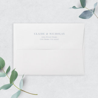 Dusty Blue Modern Elegant Wedding Address Envelope