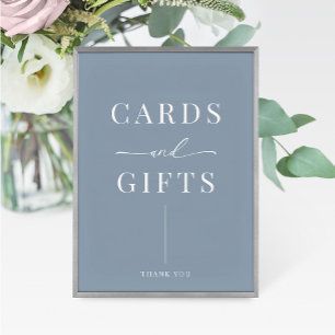 Dusty Blue Modern Elegant Wedding Cards Gifts Sign