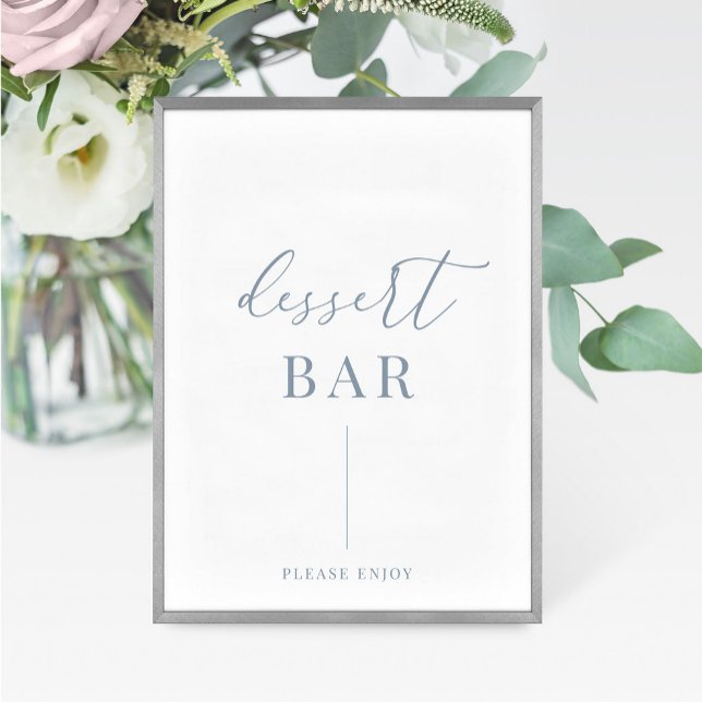 Dusty Blue Modern Elegant Wedding Dessert Bar Sign (Creator Uploaded)
