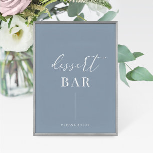 Dusty Blue Modern Elegant Wedding Dessert Bar Sign