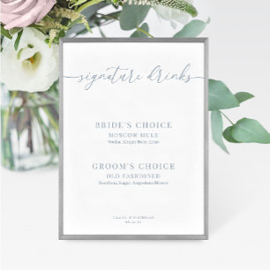 Dusty Blue Modern Elegant Wedding Drinks Sign