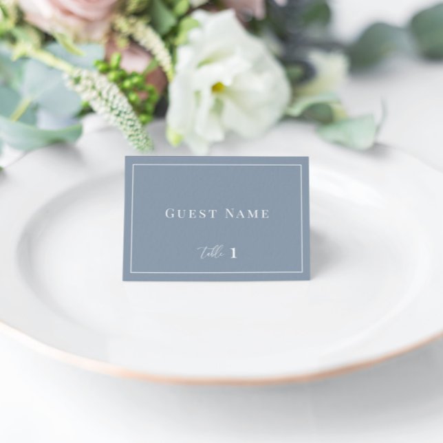Dusty Blue Modern Elegant Wedding Escort Card (Creator Uploaded)