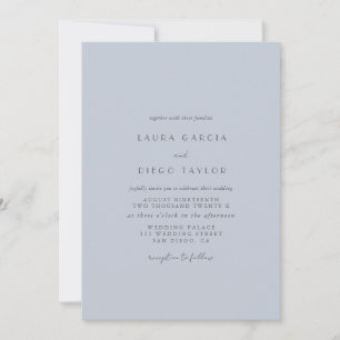 Dusty Blue Modern Elegant Wedding Invitation