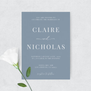 Dusty Blue Modern Elegant Wedding Invitation