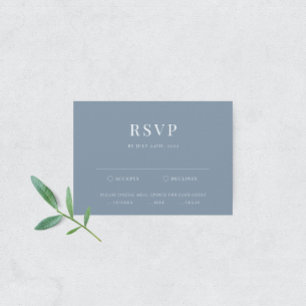 Dusty Blue Modern Elegant Wedding RSVP Card