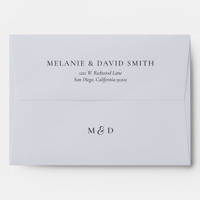 Dusty Blue Modern Elegant With Return Address Envelope (Back (Top Flap))